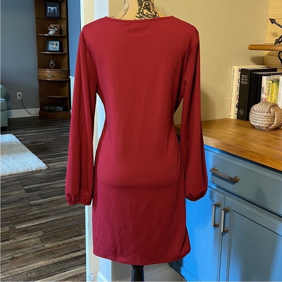 PRETTYGARDEN Women's Large 12-14 Long Sleeve Short Dress Crewneck Tie Waist NWT - Picture 7 of 13